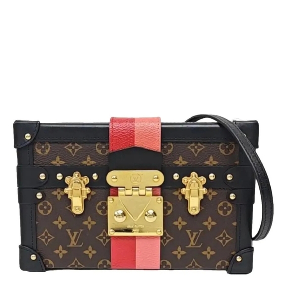 Rare! Louis Vuitton Petite Malle Handbag Limited Edition Stripes Monogram Canvas - Picture 5 of 16